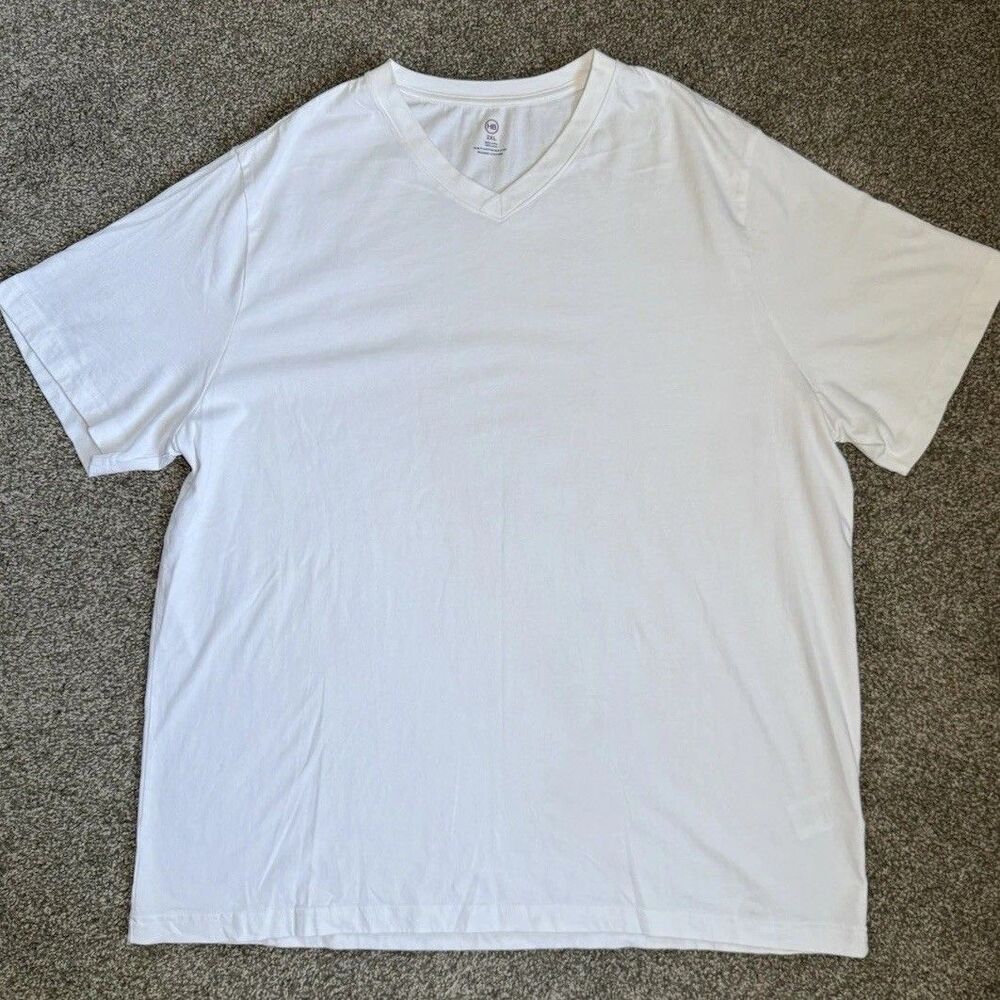 T-Shirt Men’s 2XL V-Neck Lot Harbor Bay White Black Basic Cotton Tees DXL